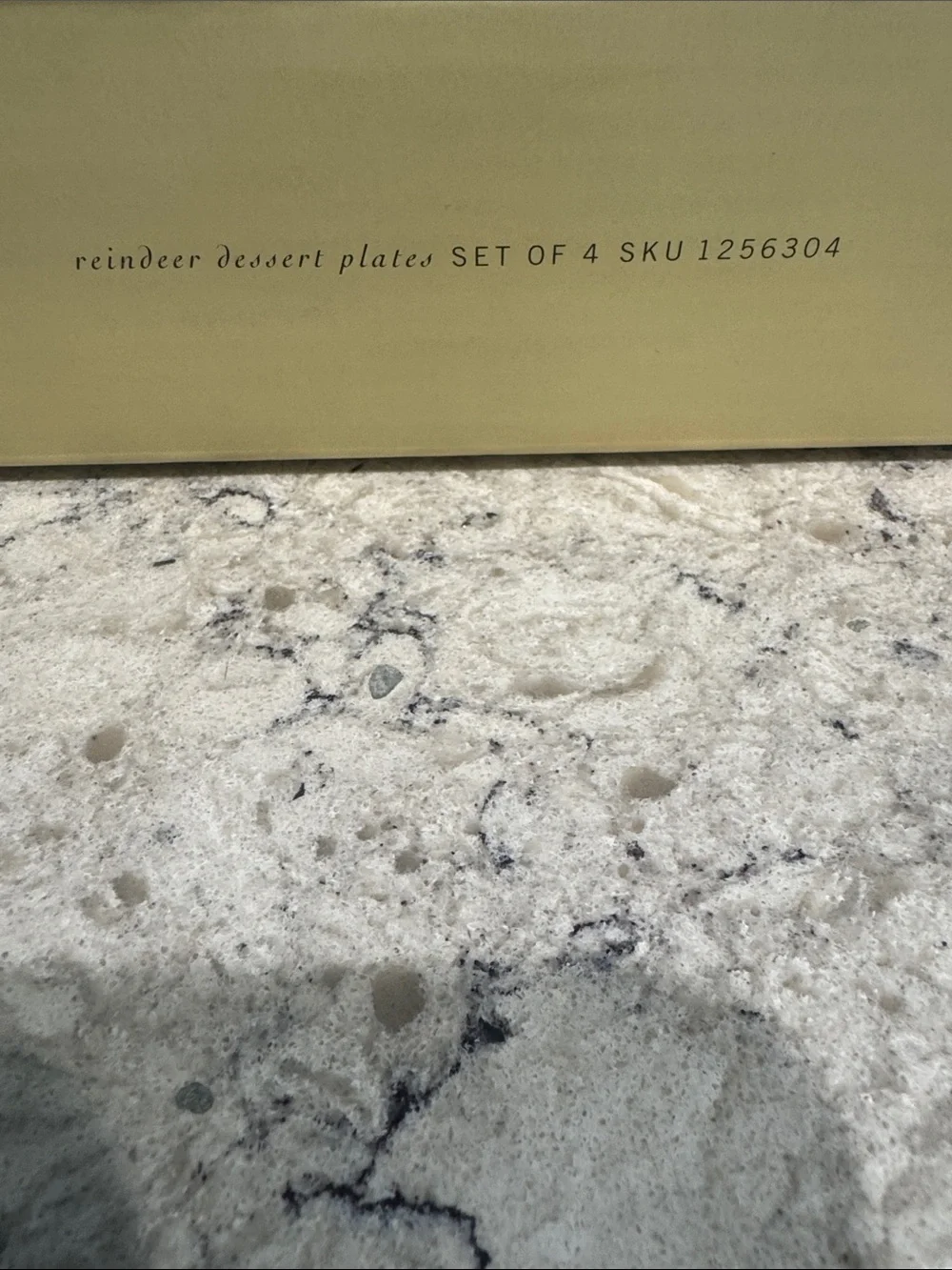 ** NEW ** Pottery Barn Set of 4 Neutral Reindeer Dessert Plate Set - Cream Box